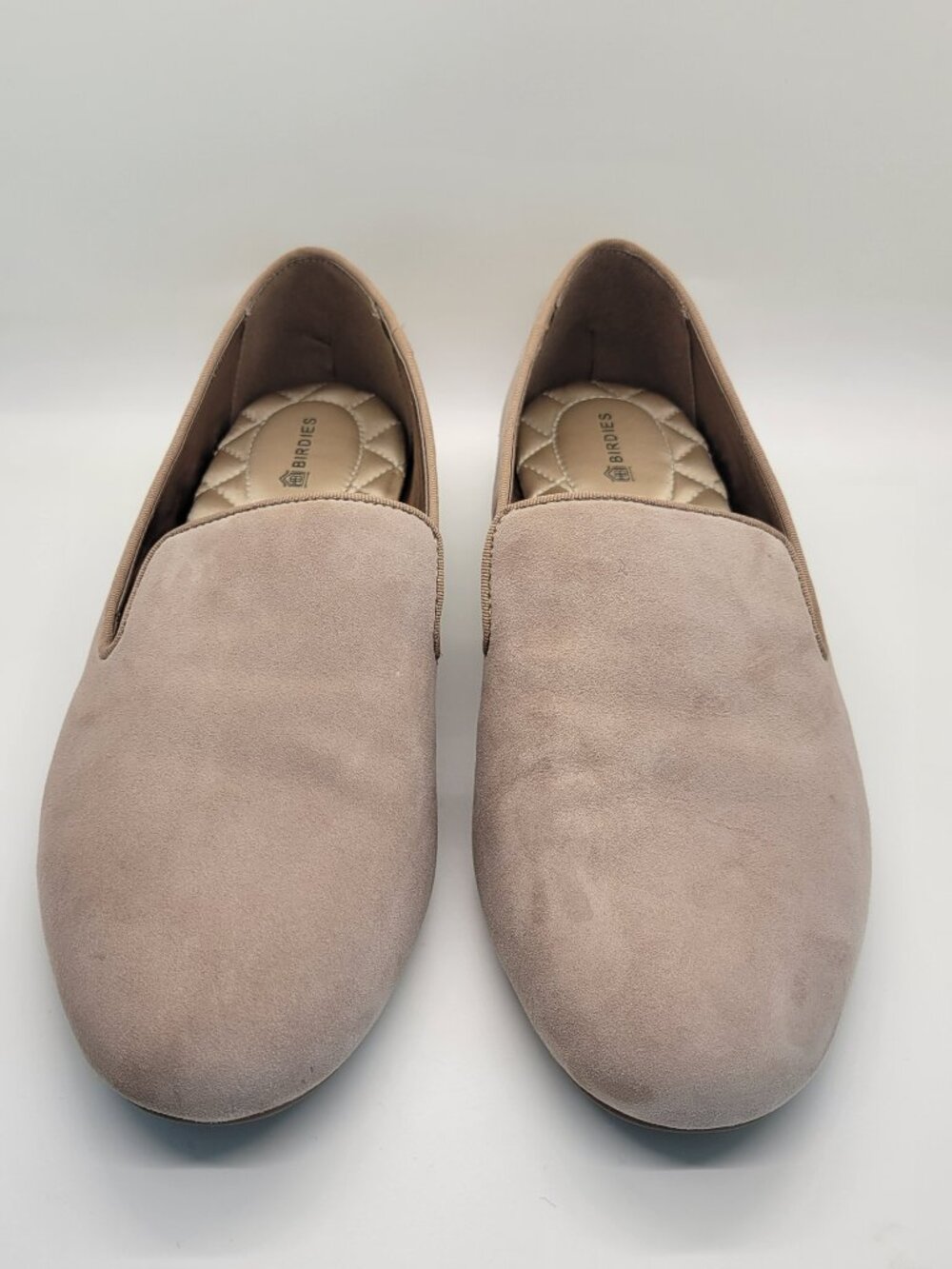 Birdies Starling Loafers Women 8.5 Latte Suede Smoking Slippers Comfort Flat Tan - Picture 2 of 15